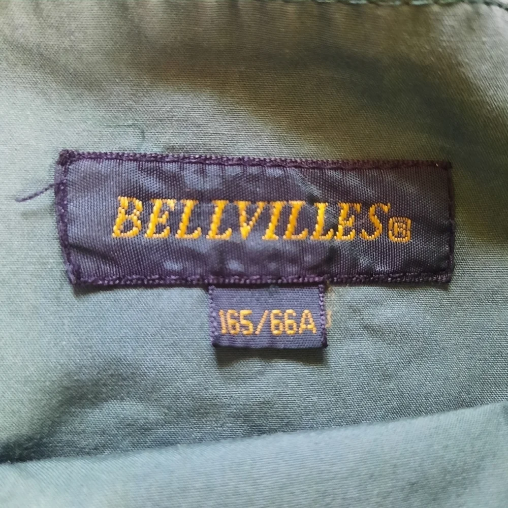 Vintage Y2K Bellvilles Green Frayed Edge Pleated Midi Skirt W/ Pockets Size S/M